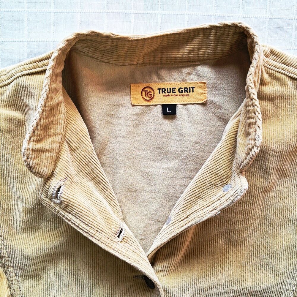 True Grit Ladies Stretch Cord Campaign Jacket Tan Mustard Size L - Picture 5 of 12